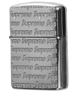 Supreme Repeat Engraved Zippo Silver