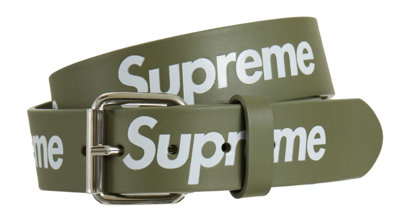 Supreme Repeat Leather Belt Olive