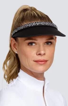 Tail Activewear Rhinestone Trimmed Mid Sized Clip On Visor-Black or White