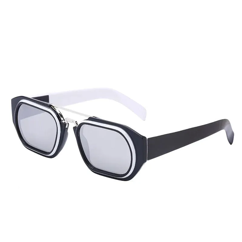 Unisex Vintage Luxury Small Rectangle Square UV400 Mirror Sunglasses