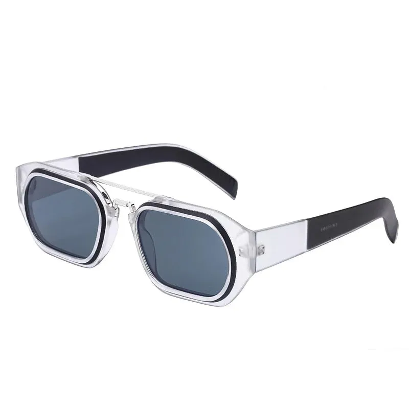 Unisex Vintage Luxury Small Rectangle Square UV400 Mirror Sunglasses