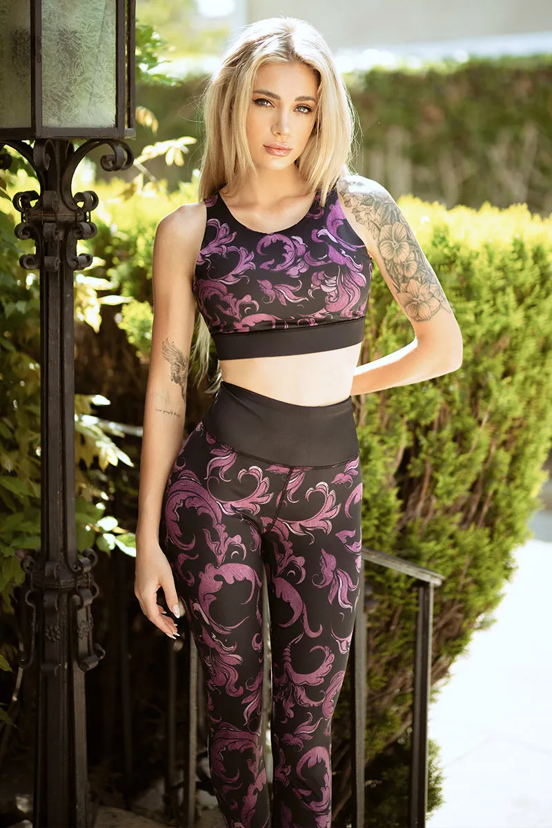 Violet Filigree Print Activewear Set