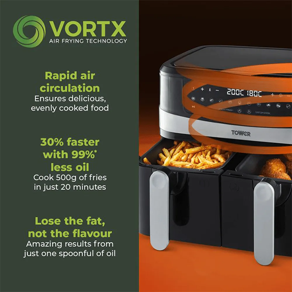 Vortx 9L Dual Basket Air Fryer