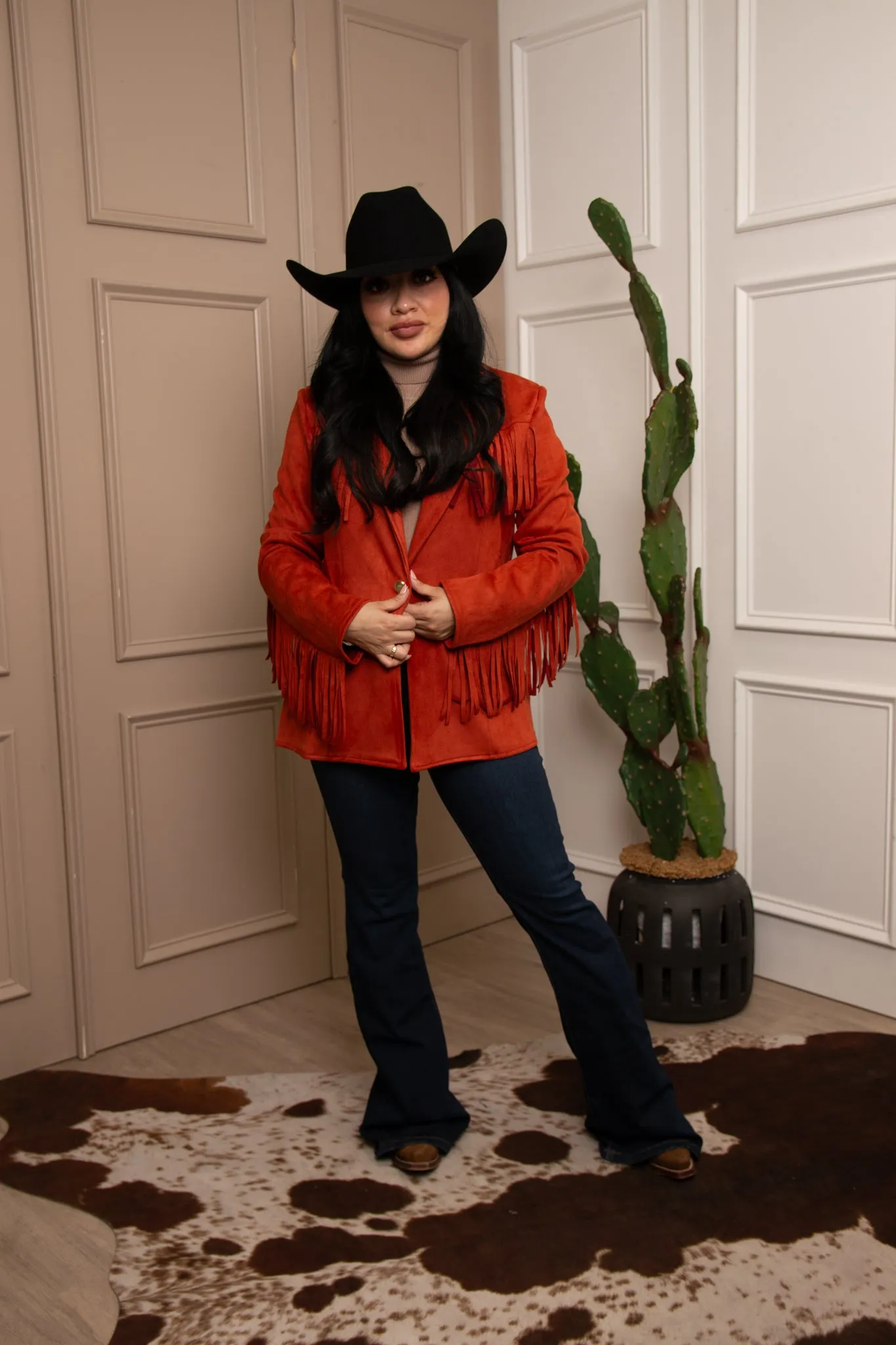 Western Fringe Suede Oversize Blazer JJ